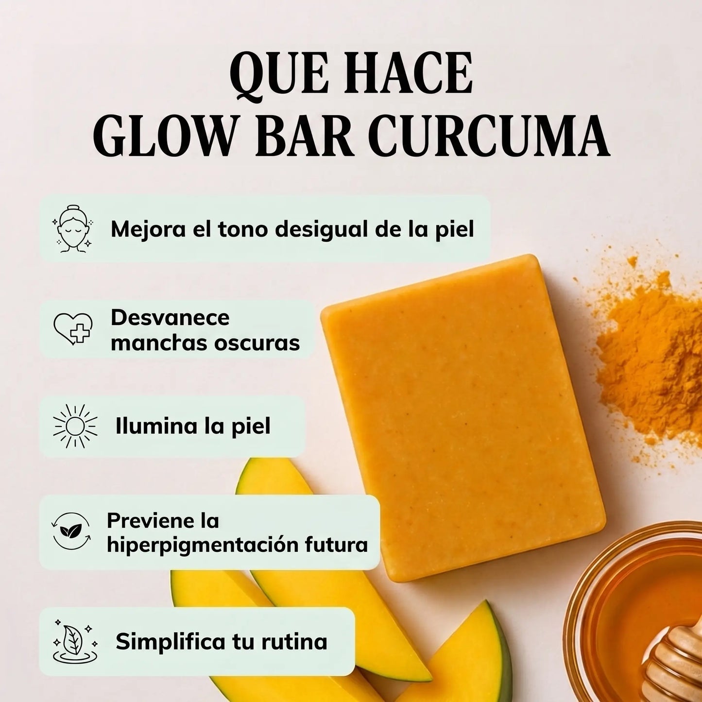 Glow Bar Cúrcuma — Aclara Manchas, Acné y Tono Disparejo